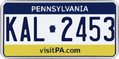 PA license plate KAL2453