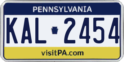 PA license plate KAL2454