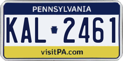 PA license plate KAL2461