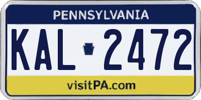 PA license plate KAL2472