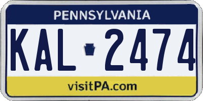 PA license plate KAL2474