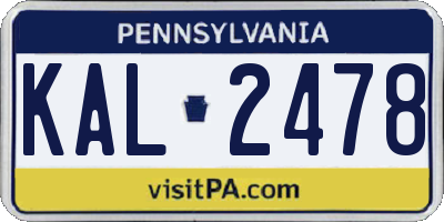 PA license plate KAL2478