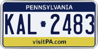 PA license plate KAL2483