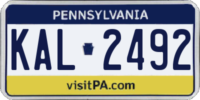 PA license plate KAL2492