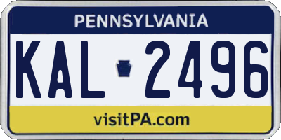 PA license plate KAL2496