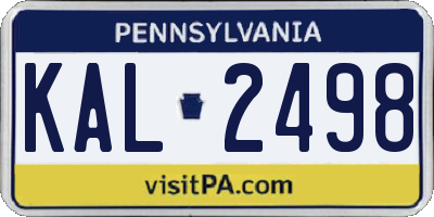 PA license plate KAL2498