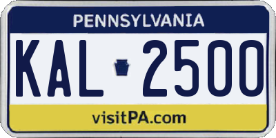 PA license plate KAL2500