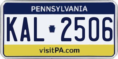 PA license plate KAL2506