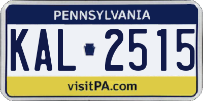 PA license plate KAL2515
