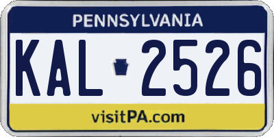 PA license plate KAL2526