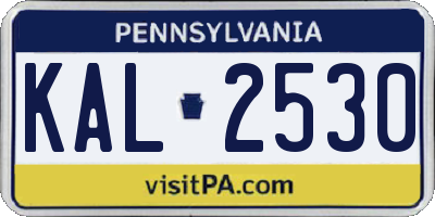 PA license plate KAL2530