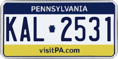 PA license plate KAL2531