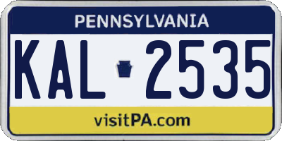 PA license plate KAL2535