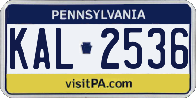PA license plate KAL2536