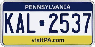 PA license plate KAL2537