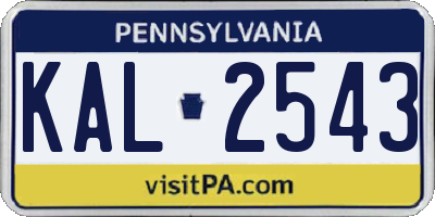 PA license plate KAL2543