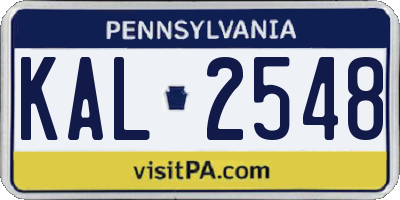 PA license plate KAL2548