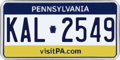 PA license plate KAL2549