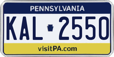 PA license plate KAL2550