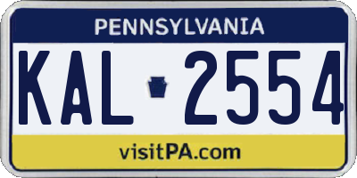 PA license plate KAL2554