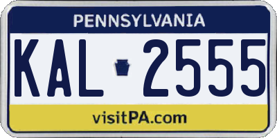 PA license plate KAL2555