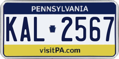 PA license plate KAL2567
