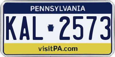 PA license plate KAL2573