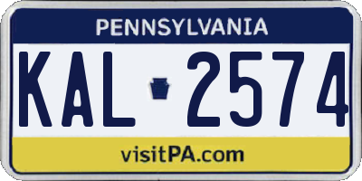 PA license plate KAL2574