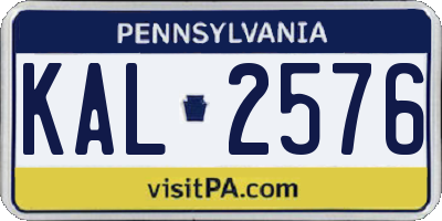 PA license plate KAL2576
