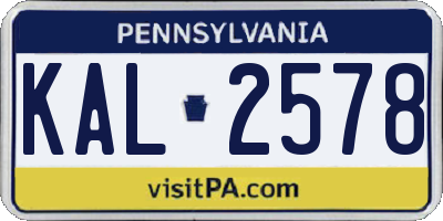 PA license plate KAL2578