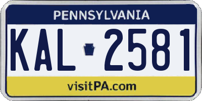 PA license plate KAL2581