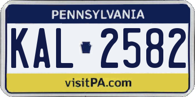PA license plate KAL2582