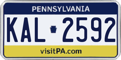 PA license plate KAL2592