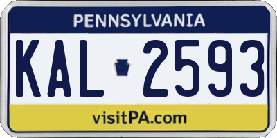 PA license plate KAL2593