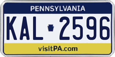 PA license plate KAL2596