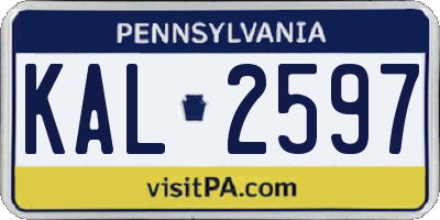 PA license plate KAL2597