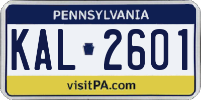 PA license plate KAL2601