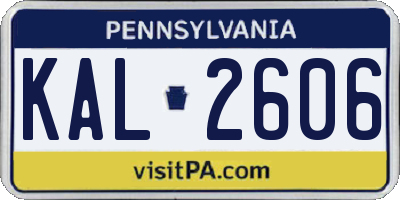 PA license plate KAL2606