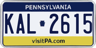 PA license plate KAL2615