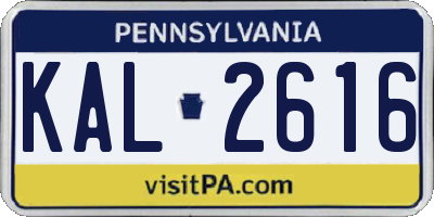 PA license plate KAL2616