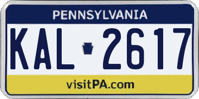 PA license plate KAL2617