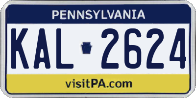 PA license plate KAL2624