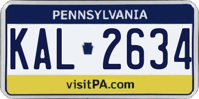 PA license plate KAL2634