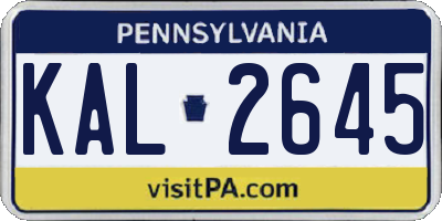PA license plate KAL2645