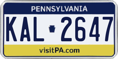 PA license plate KAL2647