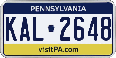 PA license plate KAL2648