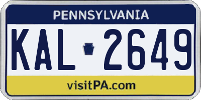 PA license plate KAL2649