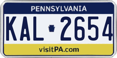PA license plate KAL2654