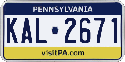 PA license plate KAL2671