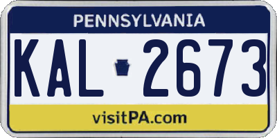 PA license plate KAL2673